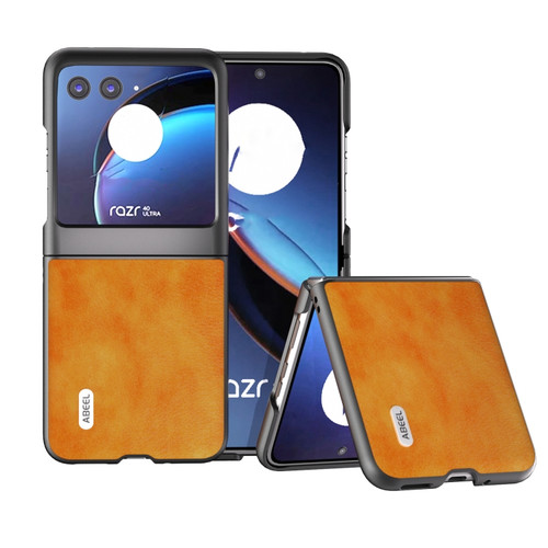 Motorola Razr+ 2023 ABEEL Dual Color Lichi Texture PU Phone Case - Orange